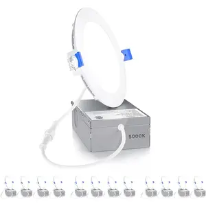 12 Pack 4 Inch LED Recessed Ceiling Light, Dimmable, 5000K , 750LM 9W 120V, High Brightness Canless Wafer Downlight - ETL&FCC&IC