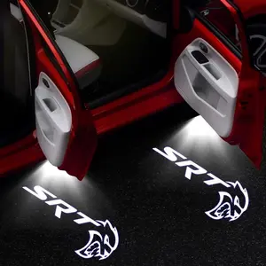 White SRT Projectors For Dodge Door Light 2pcs SRT Ghost Shadow Light LED Door Welcome Light For Dodge Challenger SRT LED Door Welcome Projector Lamp