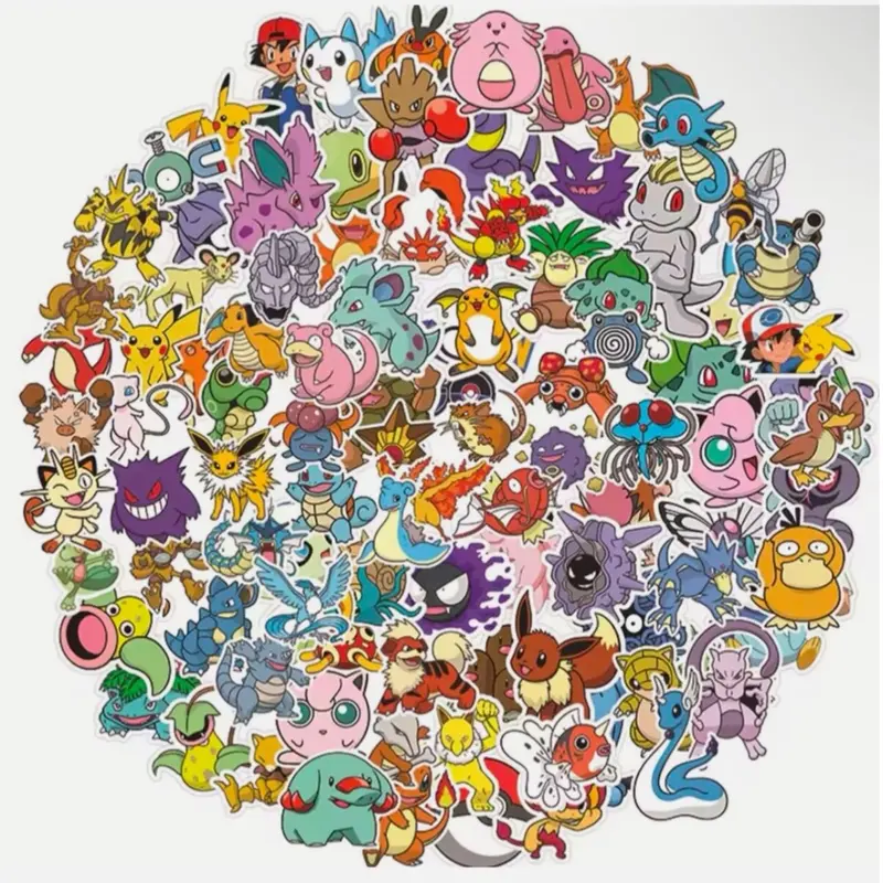 50 PC Pokemon Vintage Stickers Decals For Kids
