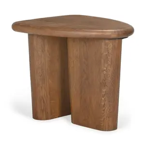 360 Stand Oak Wood Brown Oil 25.5 in. Laurel Outdoor Side Table, LVR00267, Wooden Outdoor Table, Outdoor Patio Furniture