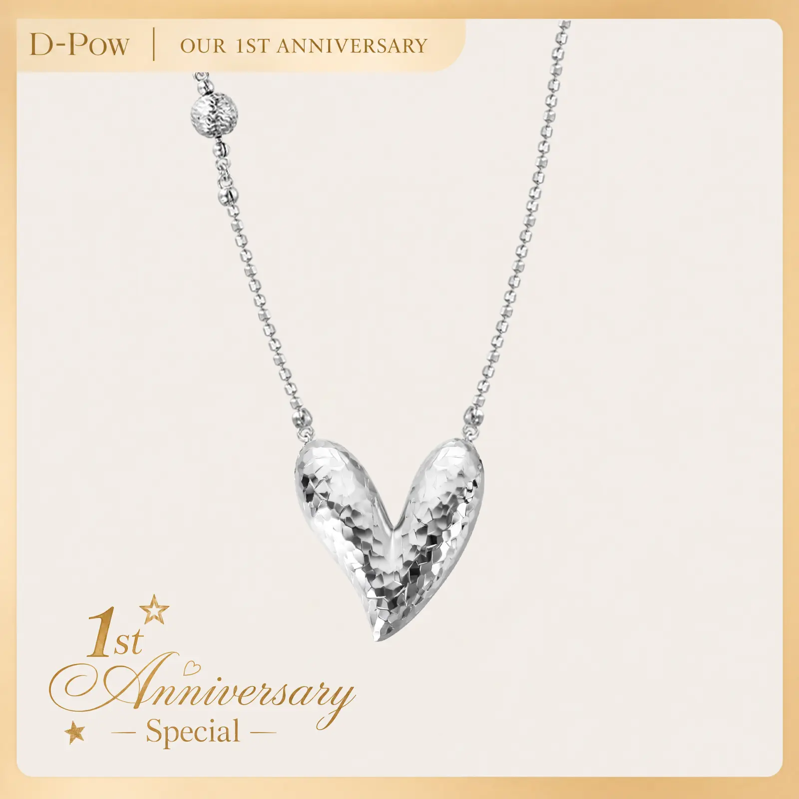 D-POW Reversible 925Heart Pendant Necklace for Women - S925 Sterling Silver, Rhodium Plated Hypoallergenic, Eternal Shine Bold Jewelry, Romantic Valentine Gift for Her (57cm / 22.4")