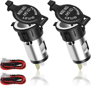 2PCS 12V Cigarette Lighter Socket - Car Cigarette Lighter Socket with Extension Cable & Waterproof Cover - Universal Car Accessories Lighter Power Outlet Socket for Car SUV Truck Motorcycle (2PCS)-