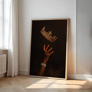 [Sale off up to 50%] Black King Crown Art Print, Gold Luxury Wall Decor