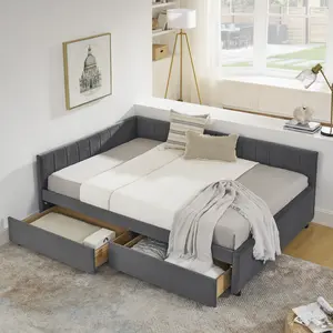 Eyisean Full Size Velvet Daybed with Storage Drawers, Modern Tufted Upholstered Sofa Day Bed Frame with Wood Slats & Armrests, No Box Spring Needed, Noise Free for Living Room, Bedroom, Space Saving