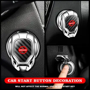 Nissan Car Interior Engine Start Button Protective Cover, Car Engine Start Button Cap, Engine Start/Stop Switch Decorative Button Cover, Flip-Open Automotive Style Design.