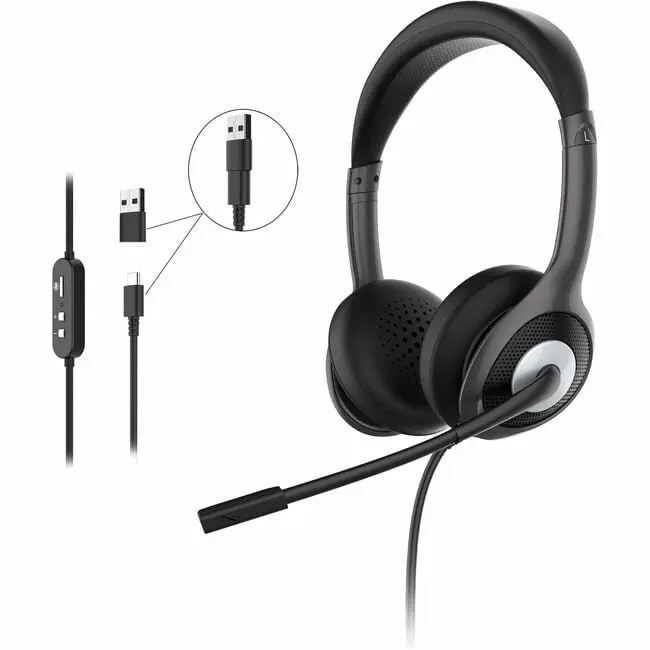 212 MAIN Black Electronic Headphone - Stereo Audio Device with Boom Microphone, Noise Reduction, Wired Plug Compatibility