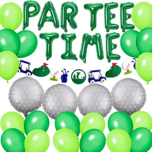 Golf Party Balloon Kit Green Balloons, Let’s Partee Banner for Birthday, Baby Shower & Retirement