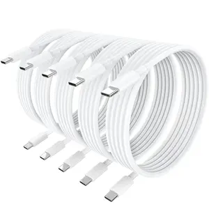 100W Fast Charging USB C Cable - 6ft Type-C to Type-C Durable & High-Speed Data Sync Cord - Compatible with iPhone 15, Samsung, Android, MacBook, Tablets - PD & QC Supported (5-Pack)