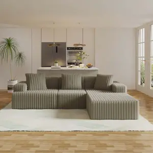 Modular L-Shaped Sectional Sofa with Movable Chaise Lounge, 3-Piece Convertible Cloud Couch, Soft Corduroy Fabric, Deep Seat Modern Sofa for Living Room tiktokshopspringglowup