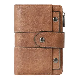 CLUCI TikTokShopSpringGlowUp Small Wallet for Women Leather Bifold Multi Mini Card Holder Organizer Designer Ladies Zipper Coin with Removable ID Window