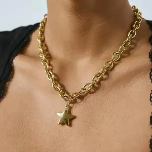 Hot Selling Stainless Steel Non-Fading Non-Allergenic Necklace Five-Pointed Star Pendant Necklace