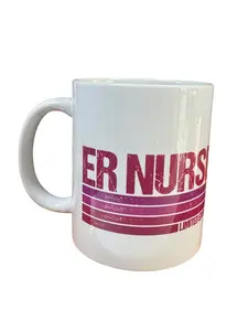 ER Nurse Limited Edition Ceramic Coffee Mug, White, 11 oz, Heartbeat Stethoscope Heart Design