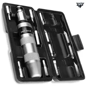 12-Piece Slotted Phillips Hexagonal Bit Set, 1/2" CR-V Manual Reversible Hand Impact Screwdriver Impact Driver, Disengage Rusted Fasteners or Frozen Bolts, Ideal Practical Hand Tool for Men Dad