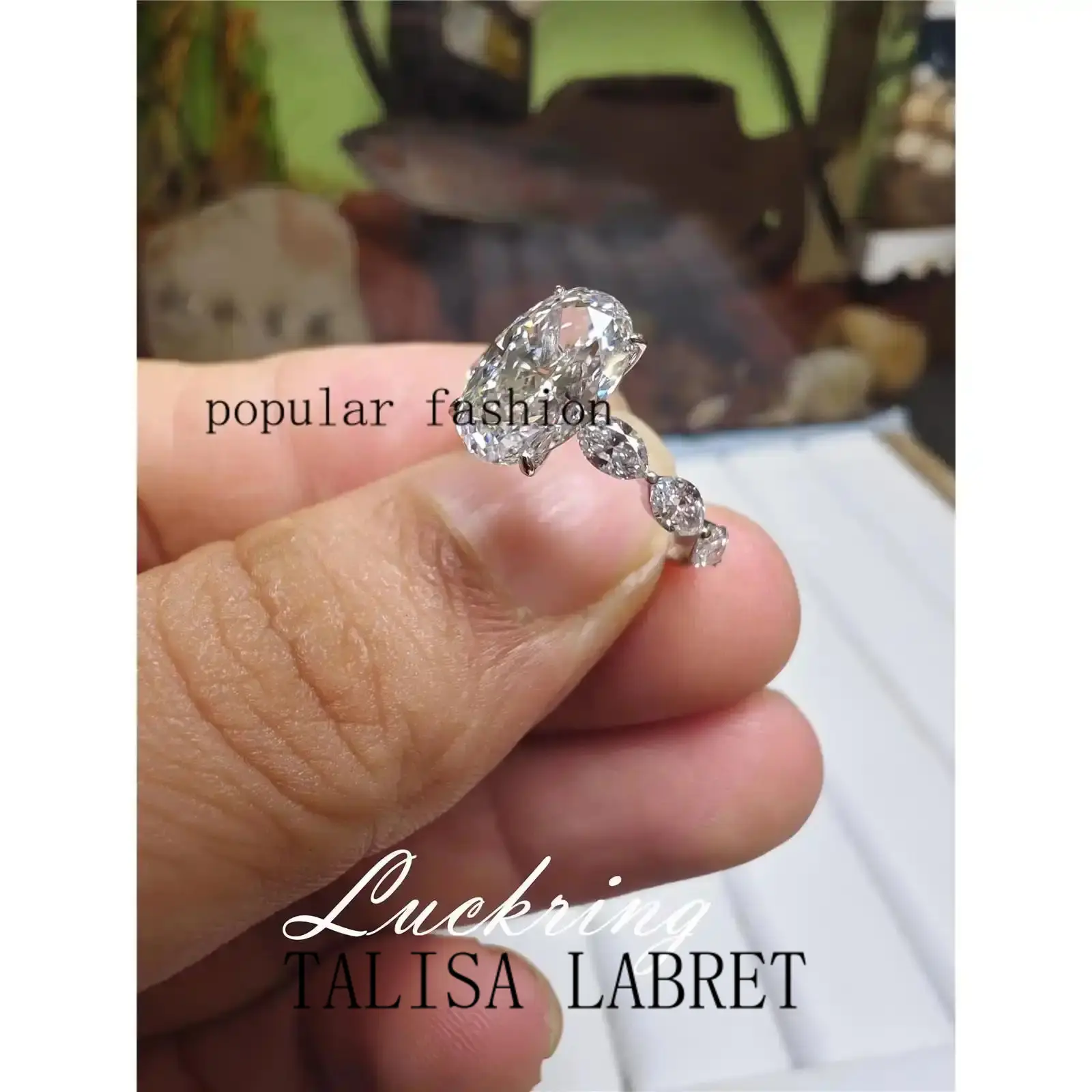 popular10K Solid Real gold Lab grown Diamond 4CT Oval IGI Diamond Ring Engagement ring Female MARQUISE 18K yellow gold wedding ringTALISA