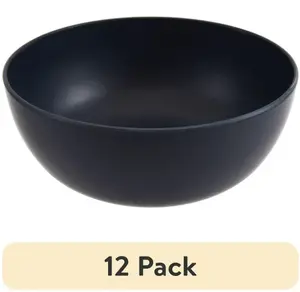 (12 pack) 38-Ounce Round Plastic Cereal Bowl, Dark Blue