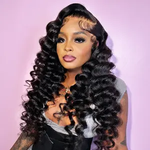 250% Loose Deep Wave 13x6 HD Lace Frontal Wig Human Hair Natural Wave Curly Human Hair Wigs Pre plucked Natural Hairline Beginner Friendly Lace Wigs