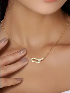 Double Ring Oval Necklace, Interlocking Pendant, Perfect for Parties, Fashionable Birthday Gift, Copper, Non-Fading, Luxury Women's Jewelry
