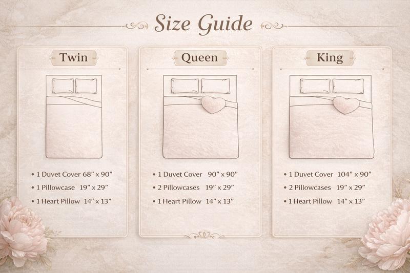 Classic Winter Plush Faux Fur Duvet Cover Set, 4 Pieces (1 Duvet Cover + 1 Heart Pillow + 2 Pillow Shams), Super Soft & Snuggly