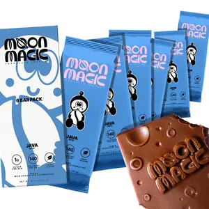 Moon Magic Java Rock Vegan Chocolate Bars, Chocolate with No Sugar Added, Low Sugar (1g), Low Calorie (140), Plant-Based, Keto, No Sugar Alcohols, Gluten-Free, Non Dairy, Pack of 6 Bars