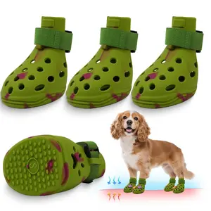 4 Pairs Fashion Pet Dog Shoes, Breathable, Anti-Slip Silicone Boots, Soft Sole, Protective Paw Coating, Suitable for Indoor/outdoor Use