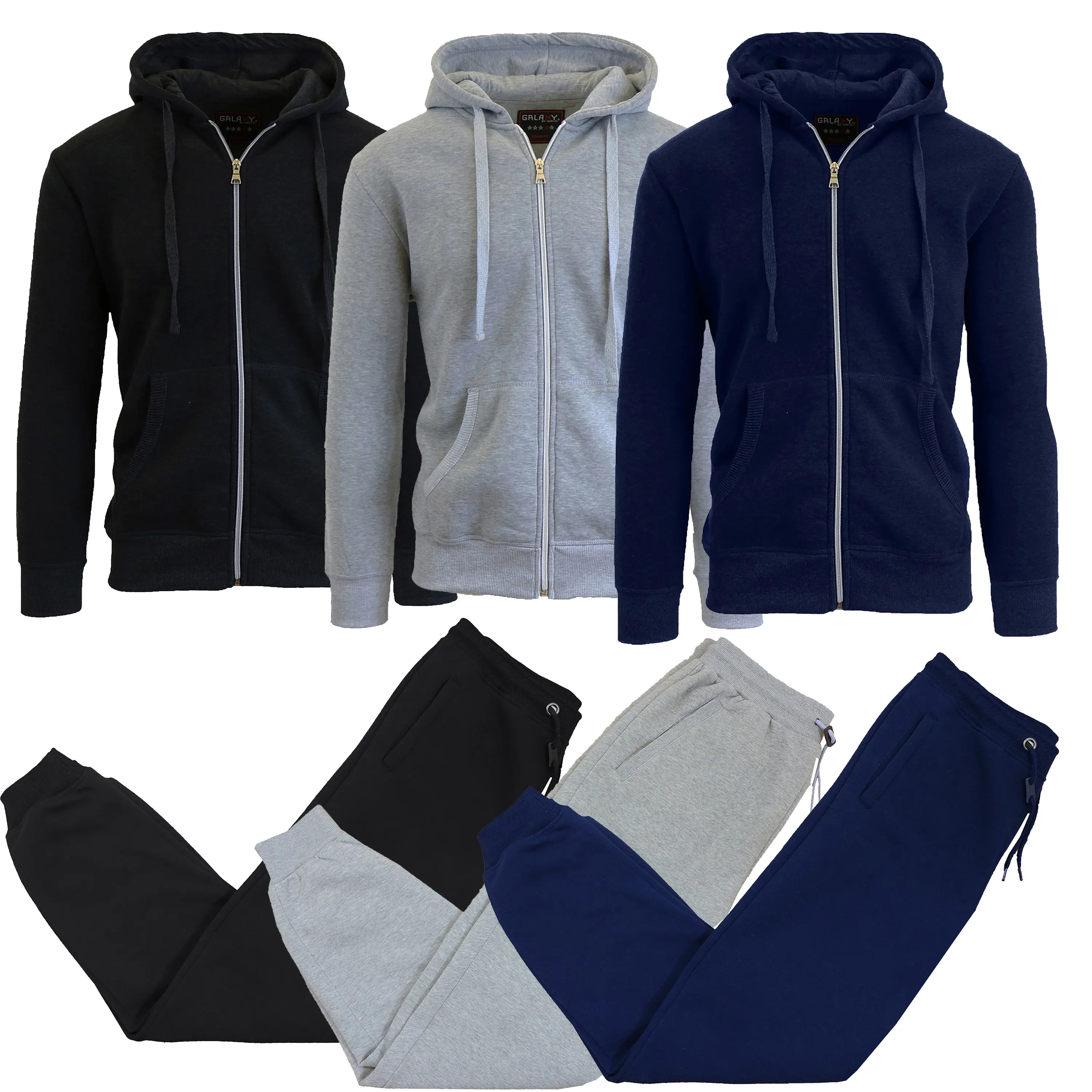 (6-Piece) Black - Heather Grey - Navy Sets