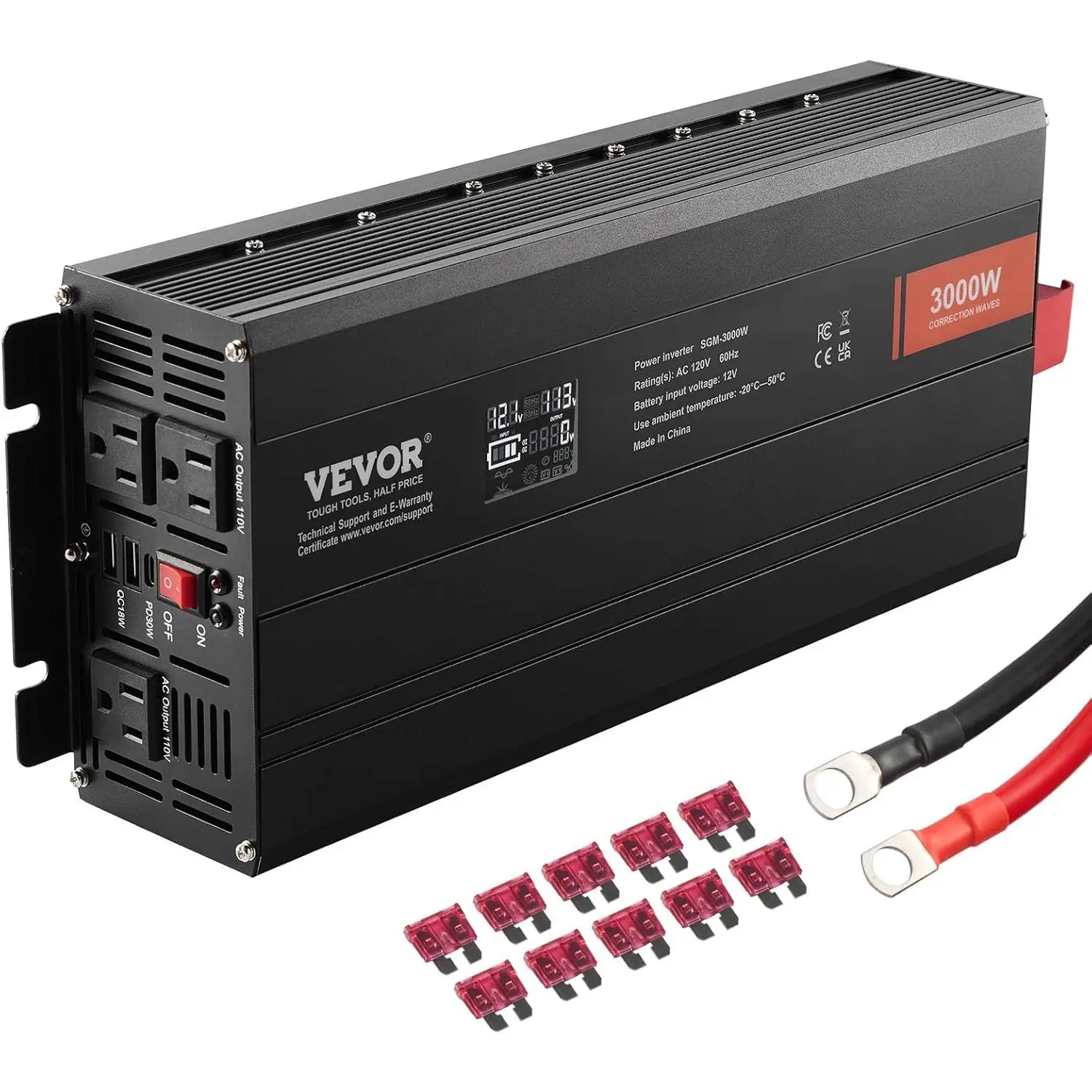 VEVOR Modified Sine Wave Inverter, 3000Watt Power Inverter DC 12V to AC ...