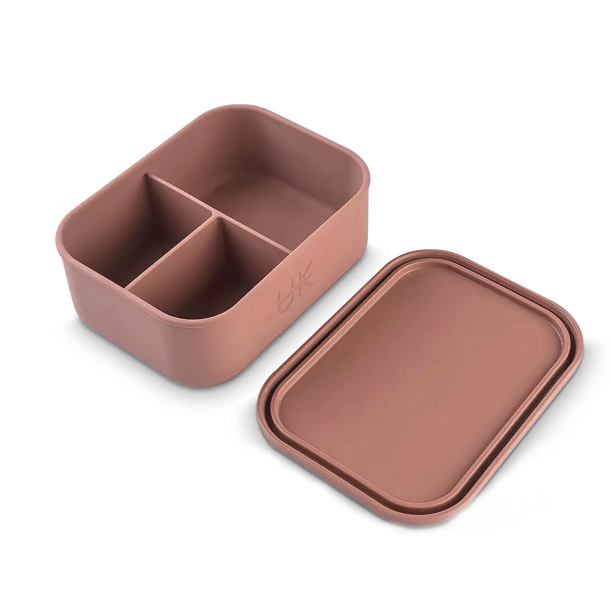Silicone Bento Lunch Box, leakproof Lunchbox, reusable oven, microwave oven safe three compartments for gym meal prep, kids lunchbox tableware.