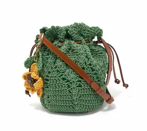 Patricia Nash Helene  Crochet Bucket Bag w/ Crochet Bag Charm