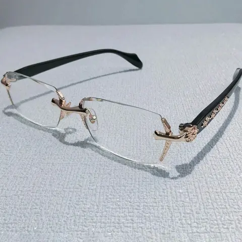 Women's Elegant Rimless Eyeglasses, Stylish Eyeglass, Fashion Frame Eyeglasses, Trendy Casual Eyeglasses for Everyday Use, Fashion Eyewear, Fashion Accessories for Outdoor Activities