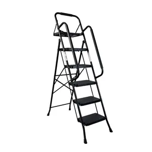 Folding Step Ladder with Wide Anti-Slip Pedal, Sturdy Steel Construction, Convenient Handrail, Lightweight and Portable Design for Home Improvement and Building Supplies Use outdoorfun