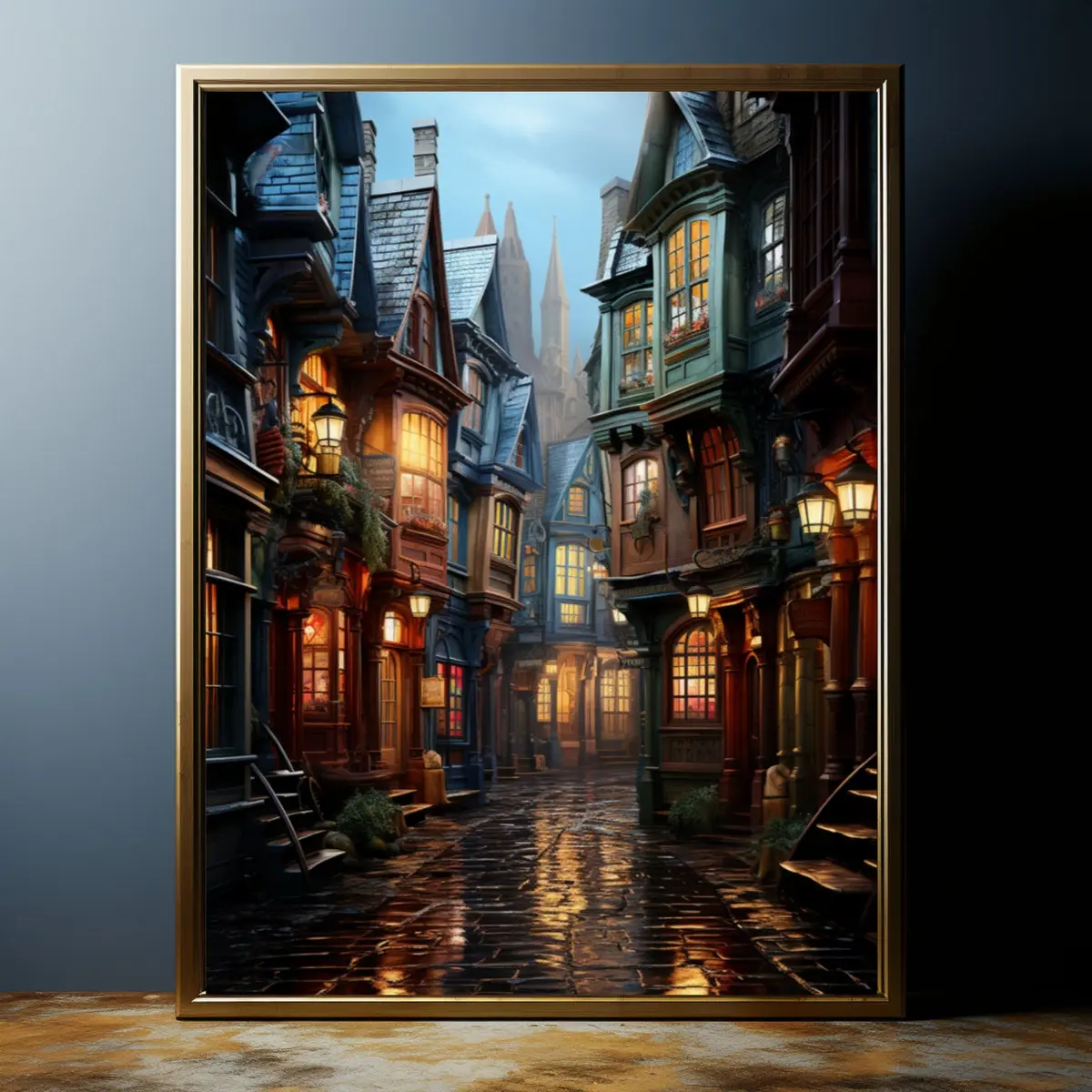 Poster Wizarding Alley Walldecor Art Print World of Wizardry Printing Wizard And Witches Place Gift Fantasy Fan Illustration, Room Decor, Unframed