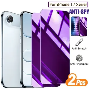 2pcs Anti-Blue Light Privacy Protective Screen Protectors for iPhone 17 Air/17 Pro Max/17 Pro/17/16e/16/15/14/13/12/11/Pro Max/Pro/Plus/Mini/X/XS/XR/XS MAX,Full Coverage,9H+ hardness,Anti-spy,Anti-Scratch and Anti-Fingerprint,Easy to Install
