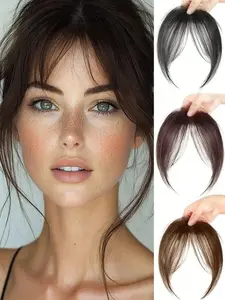 Synthesis Wig Middle-Part Bangs Hair Extensions Clip In Forehead Natural Seamless French Oblique Bangs Eight-Character Bangs