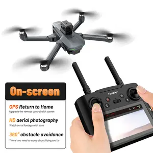 GPS Drone with 4K Dual Camera for Adults, FPV RC Quadcopter with 4.5" Large Screen Remote Control, Brushless Motor, Auto Return Home, Follow Me, 2 Batteries and Carrying Case