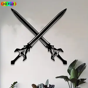 1pc Crossed Swords Metal Wall Art, Medieval Crossed Swords Statue Mural, Ideal Gift for New Year, Halloween, Medieval Decor Enthusiasts,  Perfect for Living Room Wall & Garden Fence, Eye-Catching Metal Wall Ornament for Medieval Theme Fans