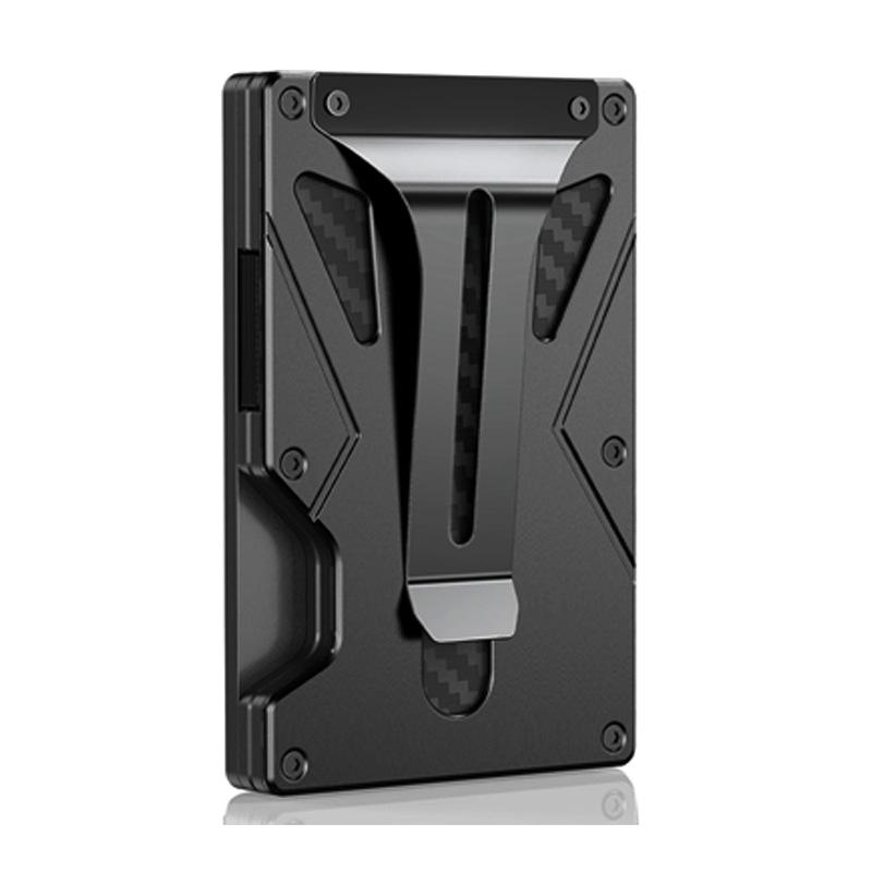 Tracker RFID Anti-theft Swiping Metal Wallet with Magnetic Ring - Black Aluminum Alloy Credit Card Holder for Home Storage - Unisex Ultra-light & Antibacterial Design