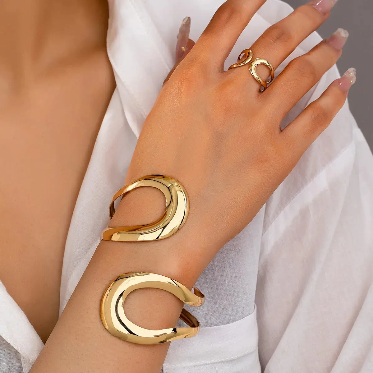 Sculpted Gold Cuff Bracelet