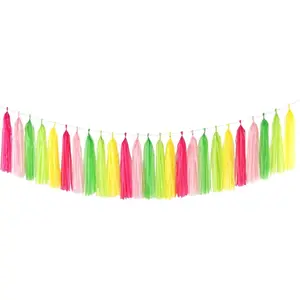 HawaiianThemed Pool PartyDecorations Tassel Garland 25pcs Tropical Jungle Aloha Birthday StreamersPink Rose Yellow Green Summer Beach Baby Shower Tassels Banner Backdrop Decor Panduola