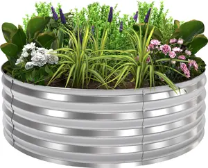 Utopia Home Galvanized Raised Garden Bed 2x2x1 Ft – Round Metal Planter Box for Vegetables, Fruits & Flowers | Easy Assembly Outdoor Garden Bed (Silver)