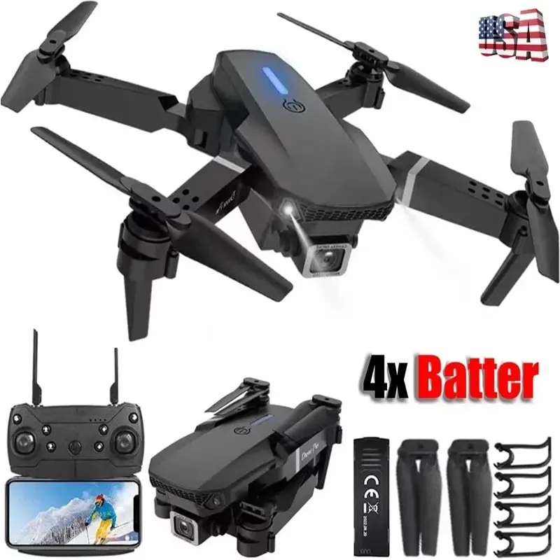 Foldable Drone, 4x Batteries, Remote Control Included for Enhanced Flight Experience