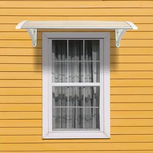 NEWZOME Household Door and Window Rain Cover with Transparent Board and White Holder, Weatherproof Eaves Protection for Home Outdoor Use, Durable Clear Shield to Keep Rain Out and Maintain Visibility