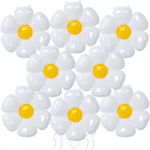 8-Piece Daisy Aluminum Foil Balloons, Sunflower Balloons for Party Decor, Photography Backdrop, Birthday Party Supplies