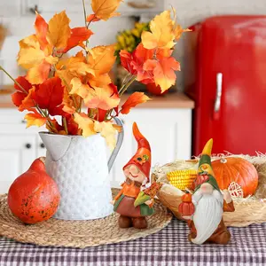 Fall Gnomes Handmade Figurine Thanksgiving Decor for Home Table Ornaments - Indoor Decorations