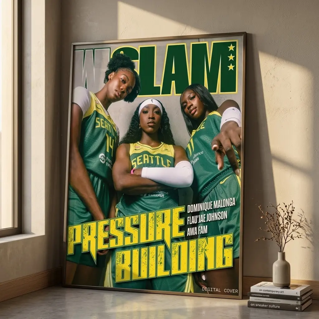 Dominique Malonga, Flau'jae Johnson and Awa Fam Cover Of Slam Magazine Poster, Home Decor Gift