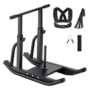 fathersdaygift VEVOR Weight Sled, Steel Power Sled, Fitness Training Sleds for Athletic Exercise Speed Improvement, Workout Equipment with Adjustable Height Handle, Compatible with 1/2 in Weight Plates, Black
