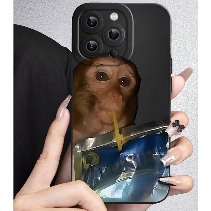 Monkey Sipping Caprisun Phone Case, Fall and Shockproof Phone Case in Summer, Full Side Protection for iPhone 17/13/12/11 Pro Max Phone CaseCompatible with Samsung Galaxy S25