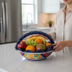 Talavera Fruit Basket | Colorful Hand-Painted Centerpiece
