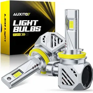 AUXITO H11/H9/H8 LED Headlight Bulbs, 58,000LM 10X Super Brighter, 6500K Cool White, 1:1 Mini Halogen Size H11 Fog Lights with Cooling Fan, Plug and Play, Pack of 2