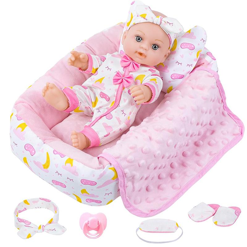 12-inch Reborn Baby Doll with Matching Outfit，Paired with Sleeping Bag Set And Paciffer， Halloween/Thanksgiving / Christmas gifts