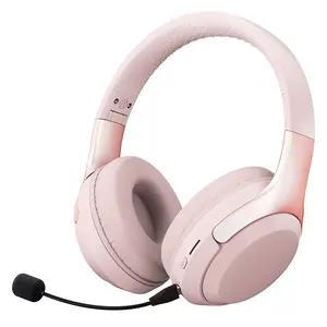 Foldable Skin-Friendly Wireless Bluetooth Headset with Microphone Noise-Canceling Hi-Fi Sound Quality & Ultra-Long Battery Life for Smart Devices Pink headphone